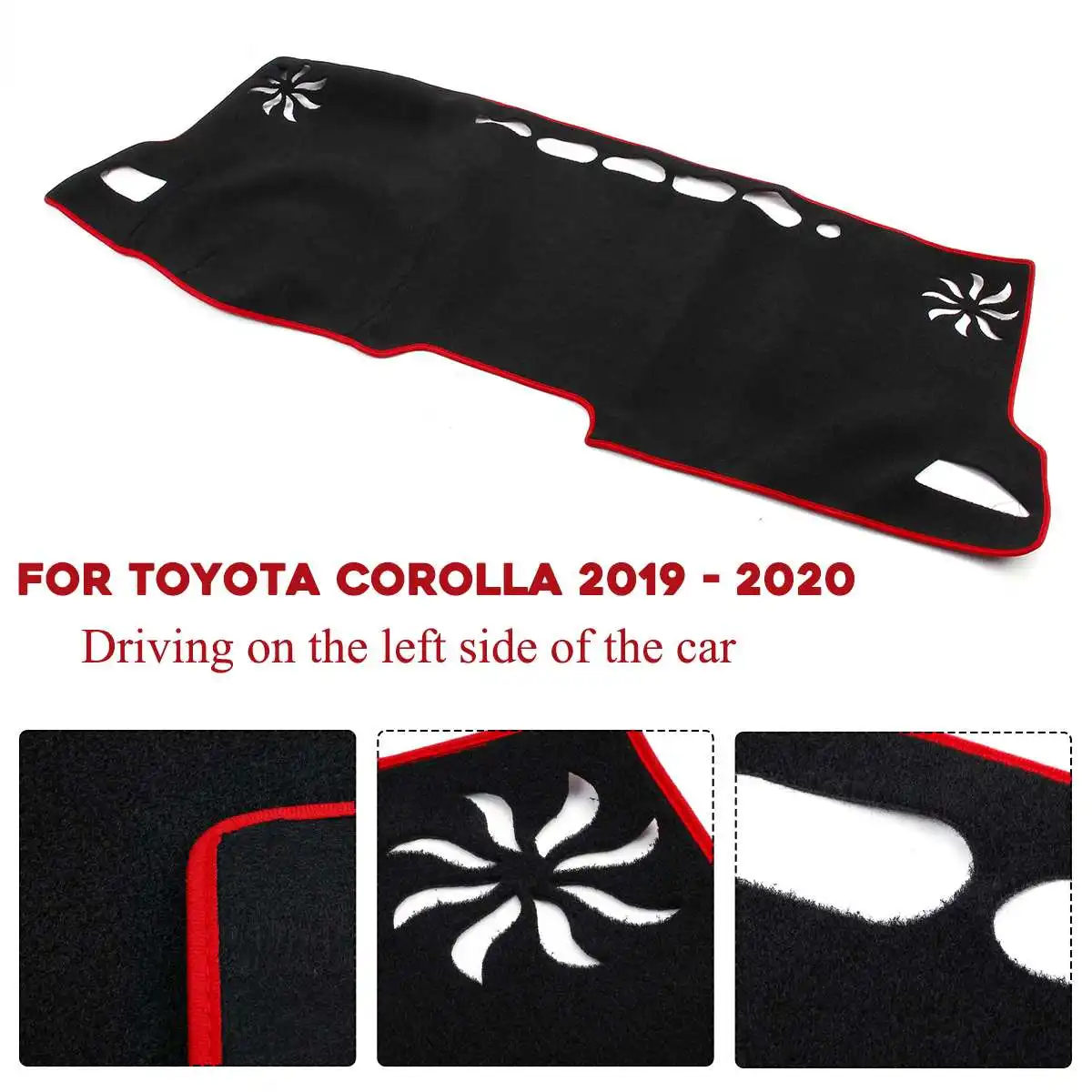 

Arc Wrapped Tightly Black Dash Board Mat For Toyota Corolla 2019 - 2020 Dustproof Filtering Function Protect UV Rays Save Oil