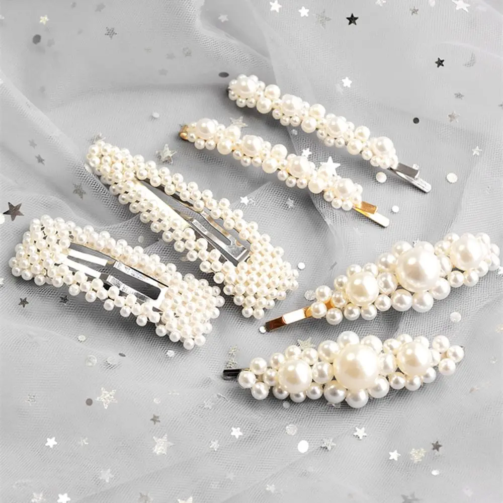 1PC Korean Fashion Pearl Hair Clips for Women Girls Elegant Snap Barrettes Hairpins Hairgrips Hair Accessories Styling Tools