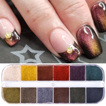 

5D Cat Eyes Nail Glitter Powder Chameleon Magnetic Nail Art Mirror Polishing Chrome Pigments Dust Manicure Decor JI12grid-5DMY