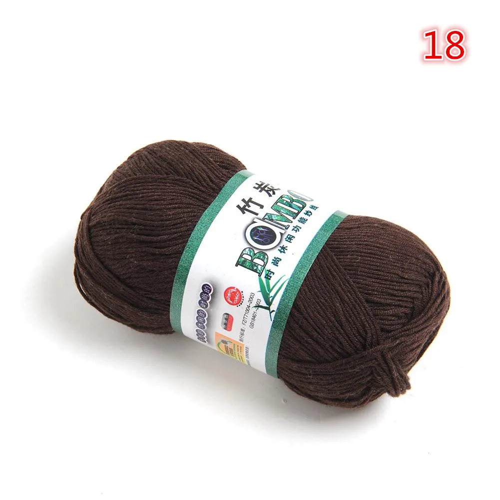 Wholesale! Soft Natural Bamboo Cotton Knitting Yarn Fingering 20 Colors