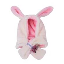 Шапка с заячьими ушками, украшенная медведем, теплая шапка с лисами, детская шапочка, вязаная шапка, шарф, комплект, Детская Милая шапка с рисунком, kazkiet