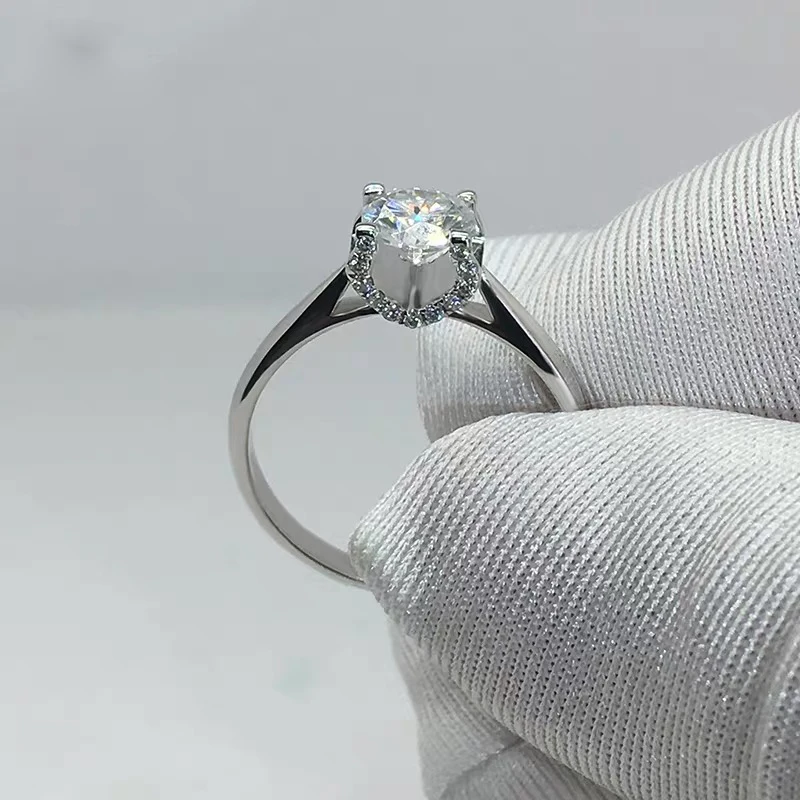 18 К камень Муассанит кольцо из белого золота 1ct 2ct 3ct полный размер круглая огранка свадебное кольцо с бриллиантом для женщин Девушка Тест Положительный
