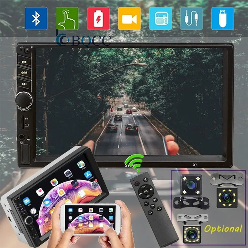 7 дюймов HD Автомагнитола Bluetooth Audioradio автомобильный MP5 MP3 плеер Зеркало Ссылка FM радио Поддержка USB TF AUX автомобильный аудио камера заднего вида