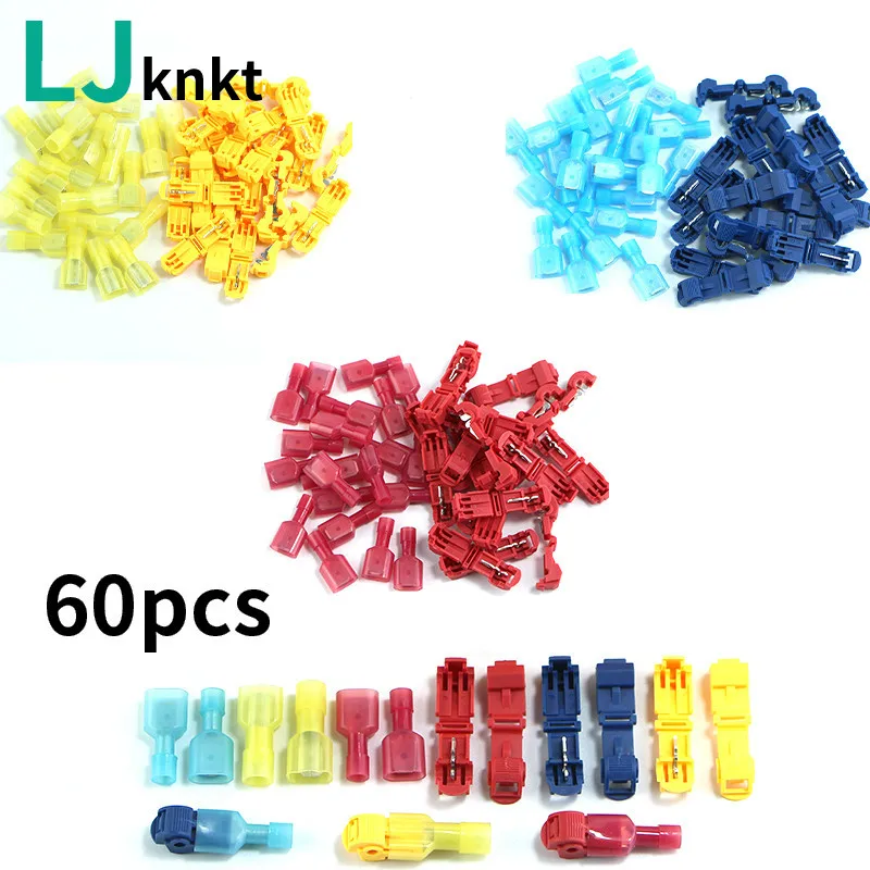 

60/30PCS Wire Cable Connectors Terminals Crimp Scotch Lock Quick Splice 22-10AWG 0.5mm-6mm Electrical Car Audio Kit Tool Set