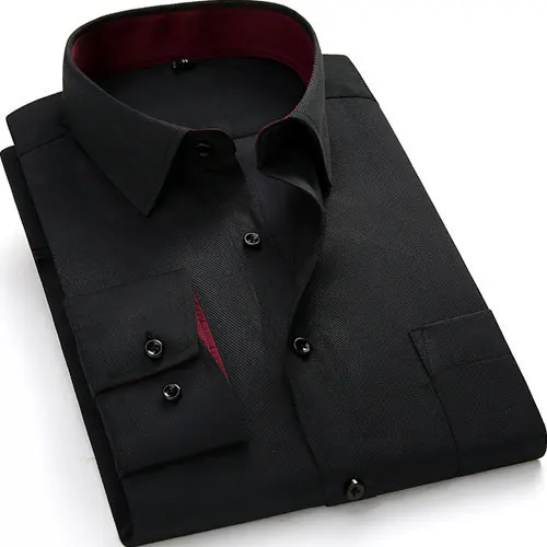 Новая модная брендовая мужская рубашка с длинным рукавом, Лоскутная рубашка с воротником и карманом, однотонная деловая мужская повседневная рубашка - Цвет: 1435