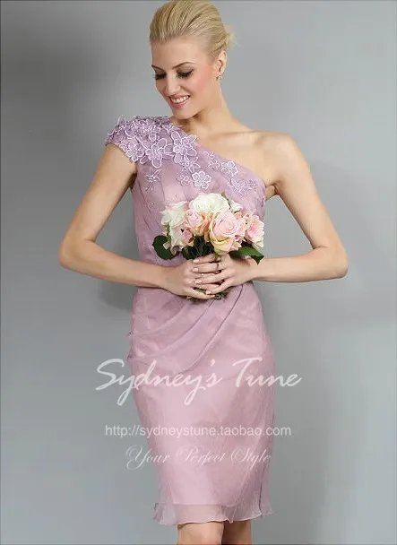 Халат de soiree Новая мода Дешевые vestido de festa longo Платье на Одно Плечо с цветочным принтом для выпускного вечера вечерние платья для подружек невесты - Цвет: Розовый