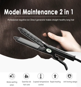 

2 In 1 Dry And Wet Straightening Irons Heating Plate Tourmaline Styling Tools Professional Fast Thermal Performance Four Speed
