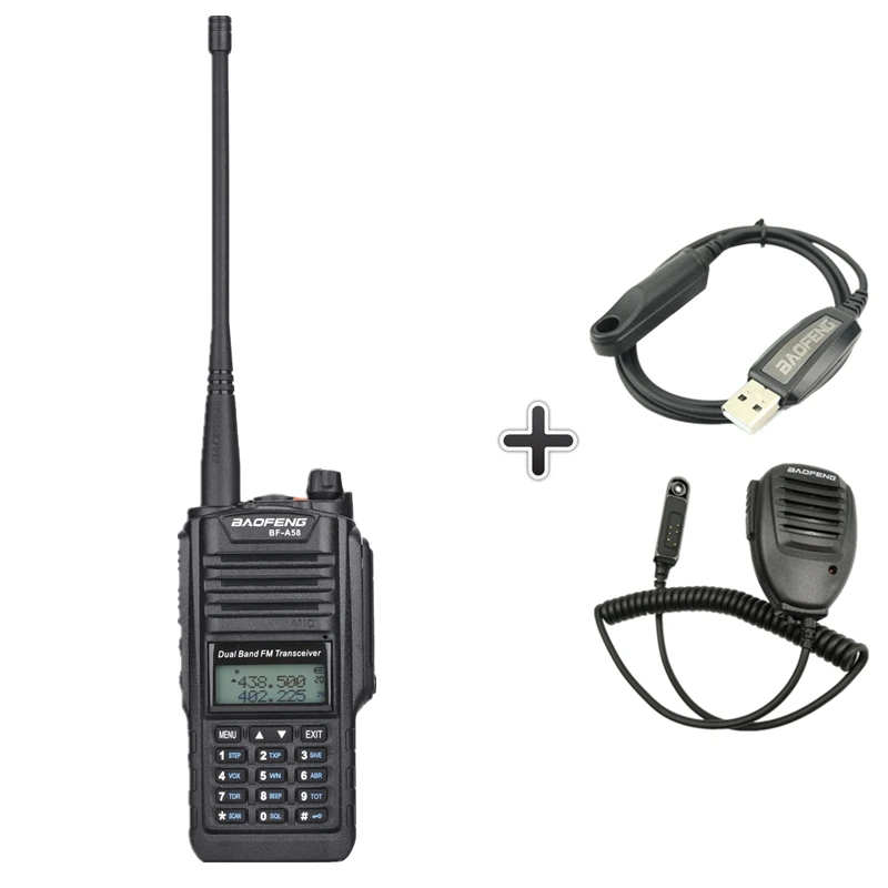 Add 1MIC 1Cable Baofeng BF-A58 Walkie Talkie IP67 водонепроницаемый UHF VHF радио двухдиапазонный A58 двухсторонний радиоприемопередатчик Woki Toki Baofeng UV-9R Plus - Цвет: Add 1MIC 1Cable