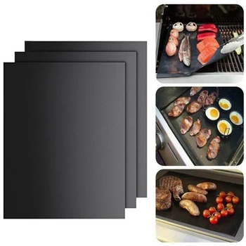 

3pcs BBQ Grill Mat Non-Stick Oven Liners Cooking Baking Reusable Sheet Pad 40cm X 33cm Heat Range: -70-260degree Celsius"
