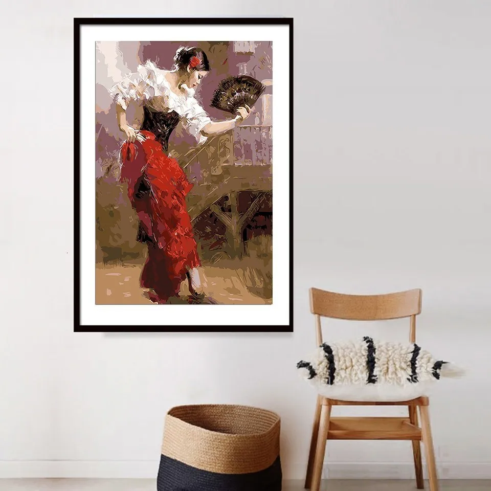 AZQSD масляная краска ing танцующая женщина краска по номерам DIY классическая танцовщица Краска Холст Картина Ручная Краска ed Современная K119