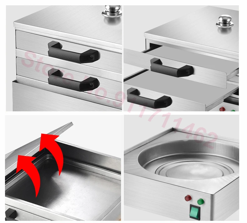 2 Layer Rice Noodle Rolls Machine Drawer Type Multifunction Steamer Stainless Steel Vermicelli Roll Steaming Furnace
