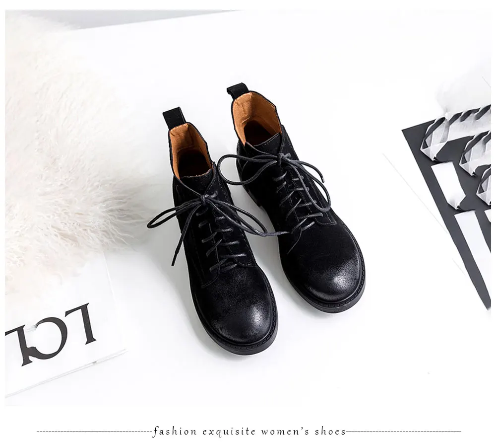 ROBESPIERE/Новинка; ботильоны для женщин с круглым носком; женская обувь черного цвета на шнуровке; Зимние теплые плюшевые водонепроницаемые ковбойские ботинки на платформе; B52
