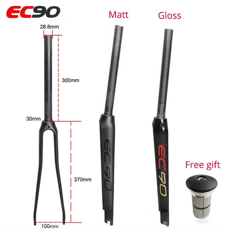 EC90 Superlight Carbon Fiber 700C Road Bike Bicycle Fork 1-1/8" Threadless 100mm