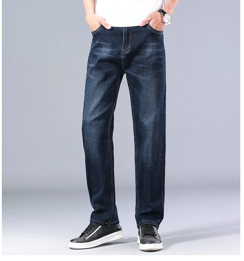 7 Colors Available Men's Thin Straight-leg Loose Jeans 2020 Summer New Classic Style Advanced Stretch Loose Pants Male Brand