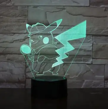Mimikyu Jigglypuff Snorlax Arcanine Espeon Magikarp Purrloin Prinplup Lugia Cartoon 3D светодиодный светильник, 7 цветов, ночной Светильник - Испускаемый цвет: Model 11