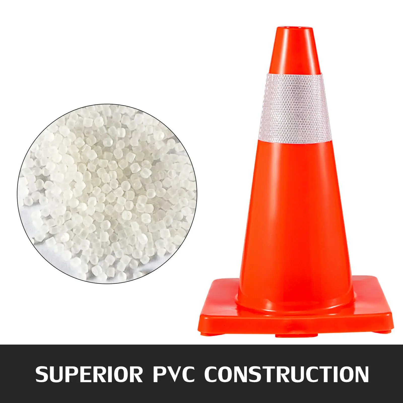 VEVOR PVC 18 28 36 Inch Traffic Safety Parking Cones Reflective Collars Higher Warning for Traffic Control Construction Sites