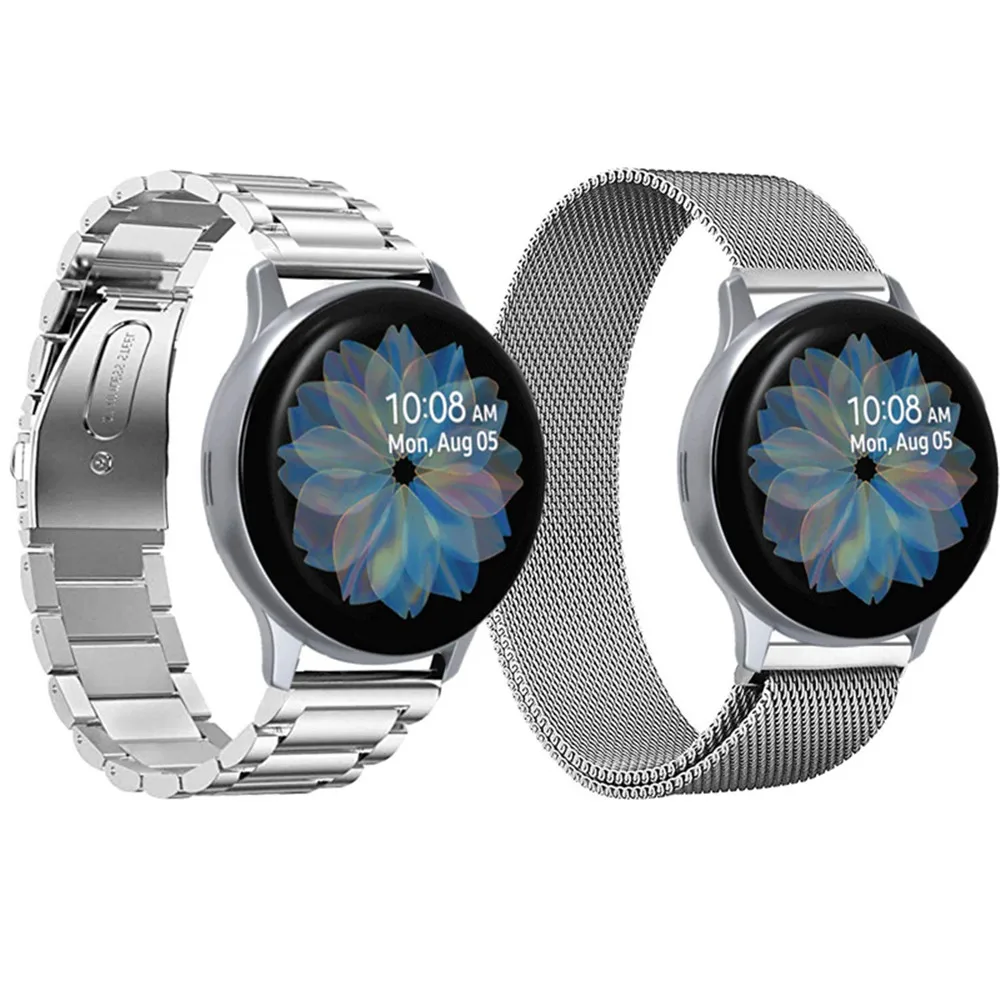 Watch Strap For Samsung Galaxy Watch Active 2 40mm 44mm Watchband Sets 20mm 22mm Stainless Steel Metal Bracelet For Amazfit Bip