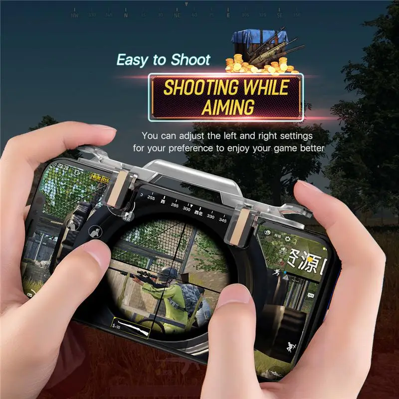  HiMISS Mobile Phone Gaming Trigger for PUBG Rules of Survival 1 Pair Phone Game Fire Button Aim Key