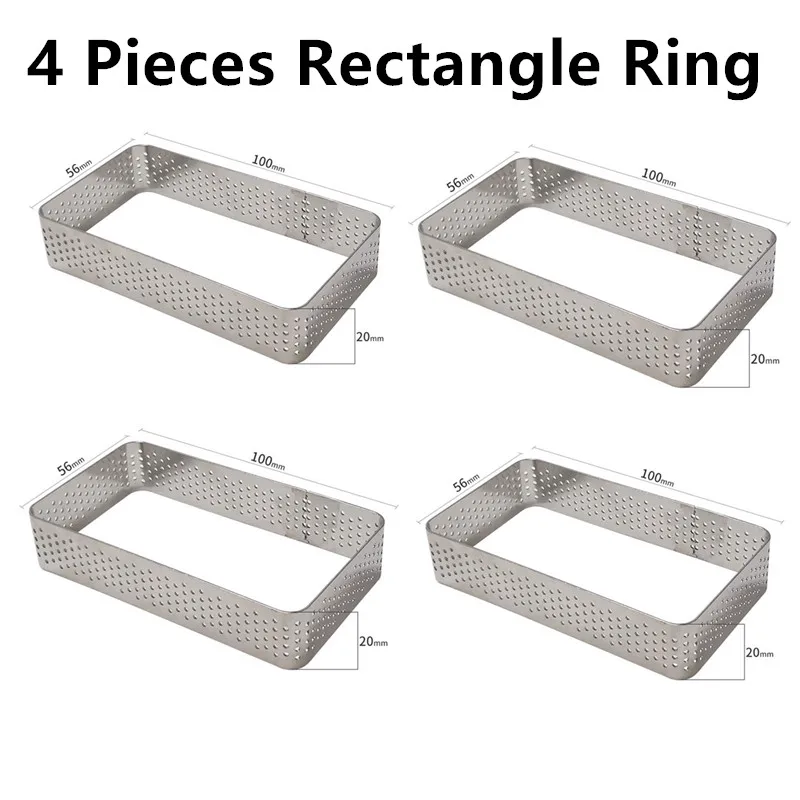 4PCS Rectangle Ring Тарт десерт силиконовый инструмент для торта Форма для выпечки муссов кекс тартлет форма для выпечки форма для Мусса инструмент для украшения выпечки - Цвет: 4PCS Rectangle Ring