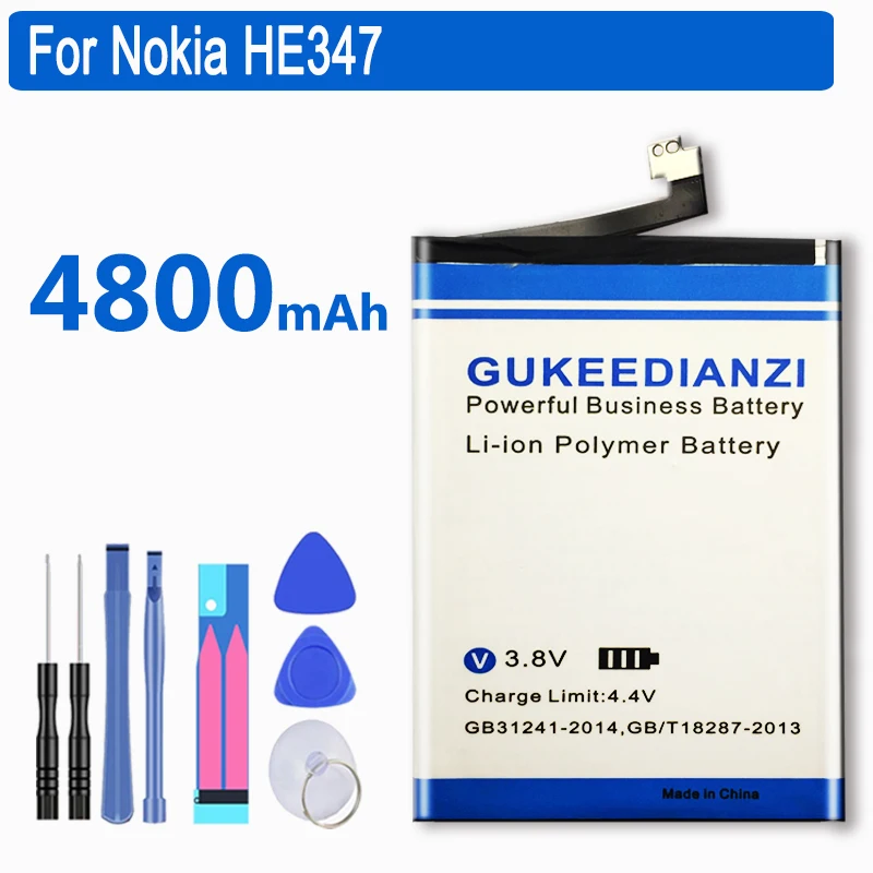 GUKEEDIANZ HE347 Li-ion Lithium Polymer Rechargeable Battery For Nokia HE347 Mobile Phone Replacement 4800mAh Batteries