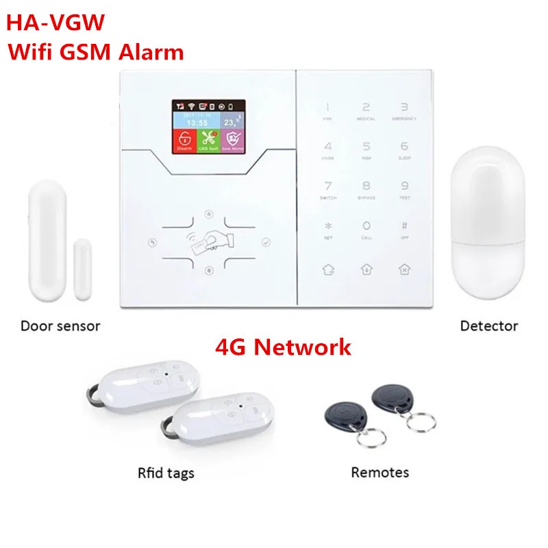HA-VGW Wi-Fi сигнализация Беспроводная TFT цветной дисплей французское меню GSM сигнализация Wifi охранная домашняя охранная сигнализация с приложением уведомления