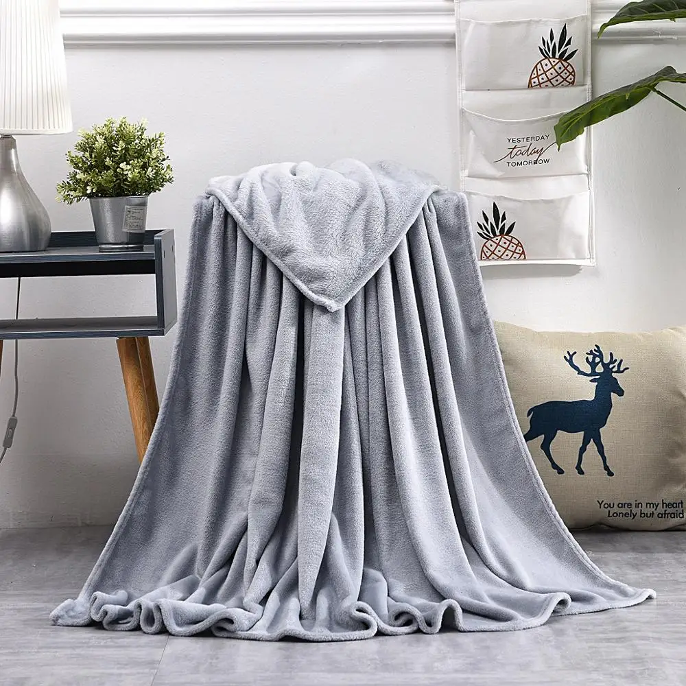 

Fleece Flannel Blanket Adult Plush Solid Color Bed Covers for Sofa Soft Plaid Throw Blankets Bedspread for the Couch Drop Ship