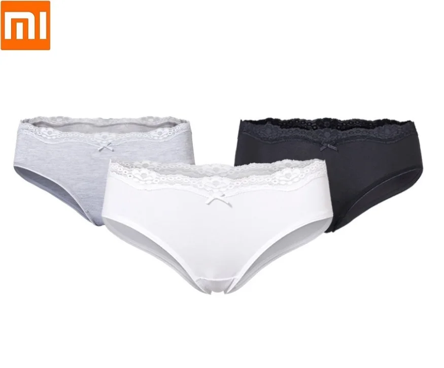 Xiaomi New Elegant sexy Women's Briefs fast Sweat High elastic comfortable breathable Openwork lace female underpants knickers photo