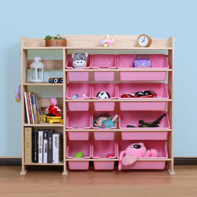 

Children's Toy Storage Rack Solid wood Kindergarten Baby Toy Organizer Locker Classification Locker
