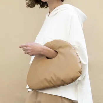 

Designer Female clutch Evening party purse bag women Shoulder ruched pillow bag leather pouch Tote handbag bag white Ladies