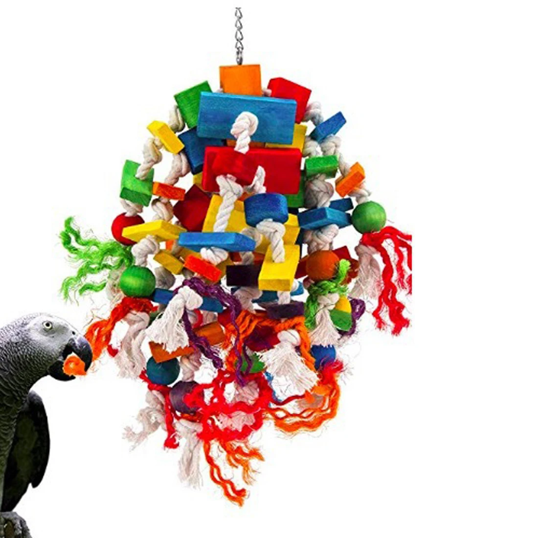 Parrot Toys Bird Swing Toys with Colorful Wood Beads, bananas and apples bunches for Budgie Lovebirds Conures birds toys