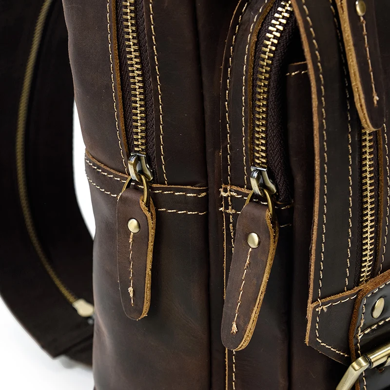 Men’s Convertible Cowhide Small Leather Sling Bag