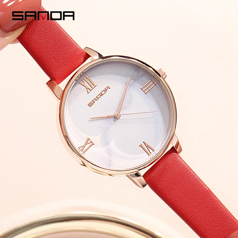 

SANDA Watches Women Fashion Watch 2019 New Elegant Dress Leather Strap Simple Ultra Slim Wrist Watch Montre Femme Reloj Mujer