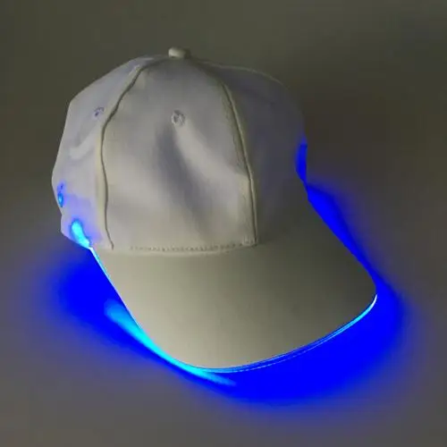 White Blue Light Модный унисекс, однотонный светодиодный светящийся бейсбольный головной убор для рождественской вечеринки, Весенняя хлопковая оберточная Стеклопластиковая Прямая поставка - Цвет: White Blue Light