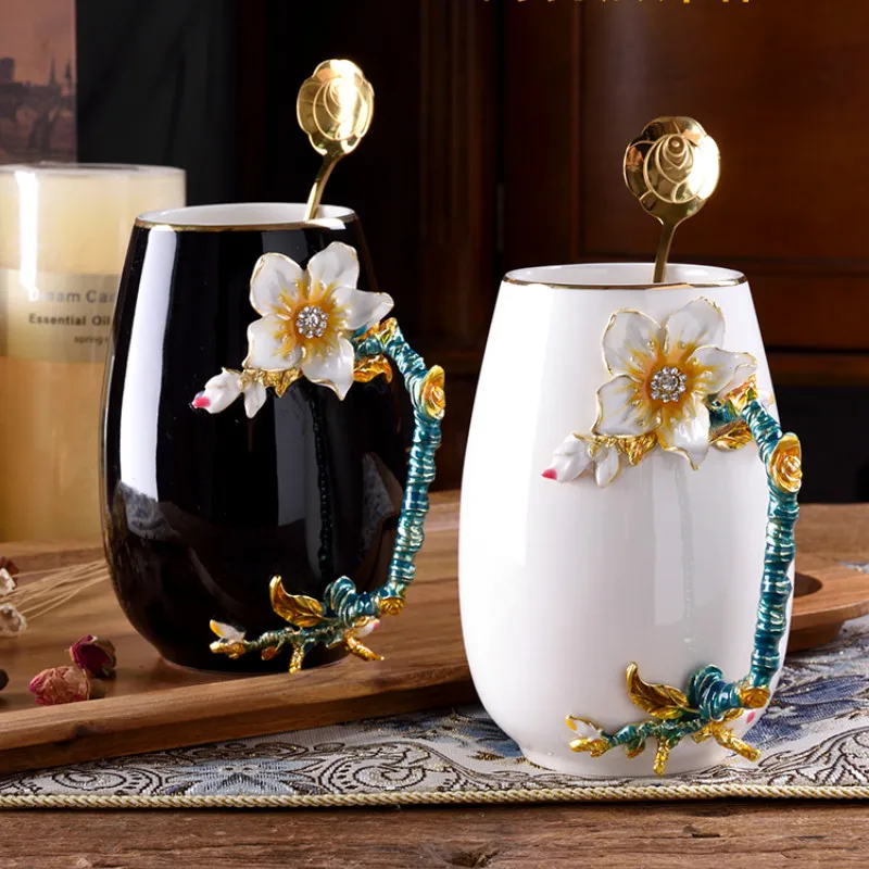 Кофейная чашка большой емкости Кружка керамика молочный сплав чайные чашки горячий чай молоко кружка для воды офис кружка для воды американский стиль печати Beautifu