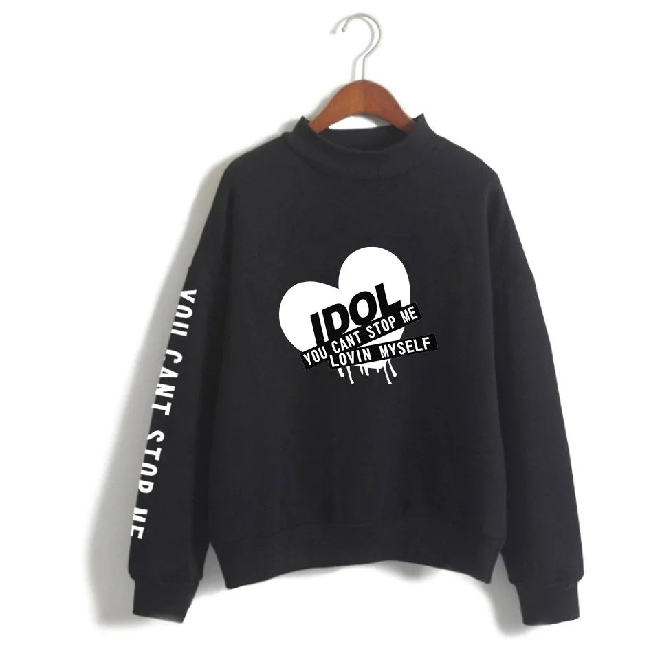 Новые Kpop Bangtan толстовки с высоким воротником для мальчиков и девочек, IDOL You Can't Stop Me Love Me, Женская любимая толстовка с капюшоном для фанатов