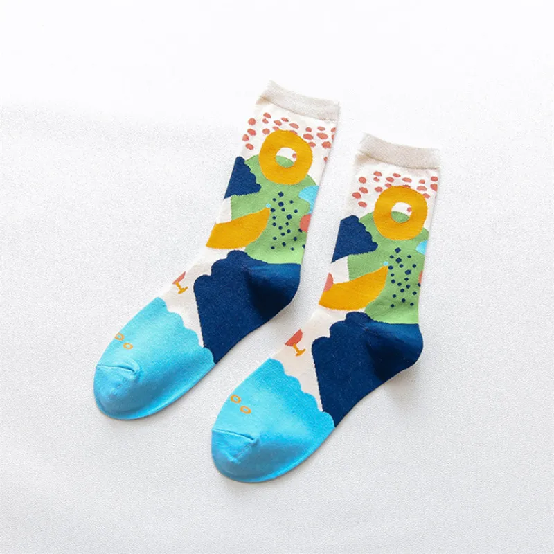Moda Socmark Осенние Новые счастливые мужские носки/женские забавные подводный мир модные парные носки повседневные хлопковые носки скейтбордиста - Цвет: 52250