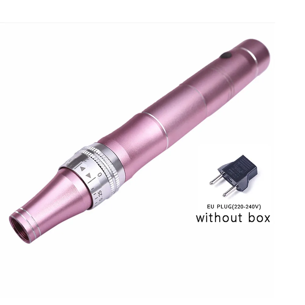 EU plug without box Электрическая ручка для дермы, Беспроводная Машинка для ухода за кожей, устройство для тату, микроблейдинг, Дерма, иглы для татуировки, пистолет, ручка, мезотерапия, макияж для лица - Цвет: EU plug without box