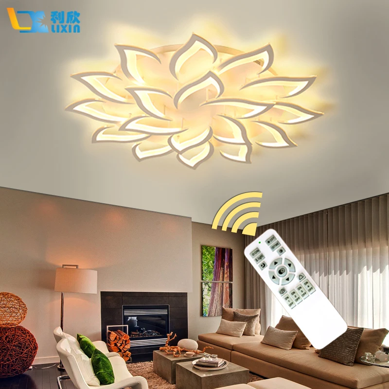 

Modern Led Chandeliers Dimmable With Remote For Living Room Bedroom Ceiling Lamp White Finished Home Lighting Fixture AC110-220V