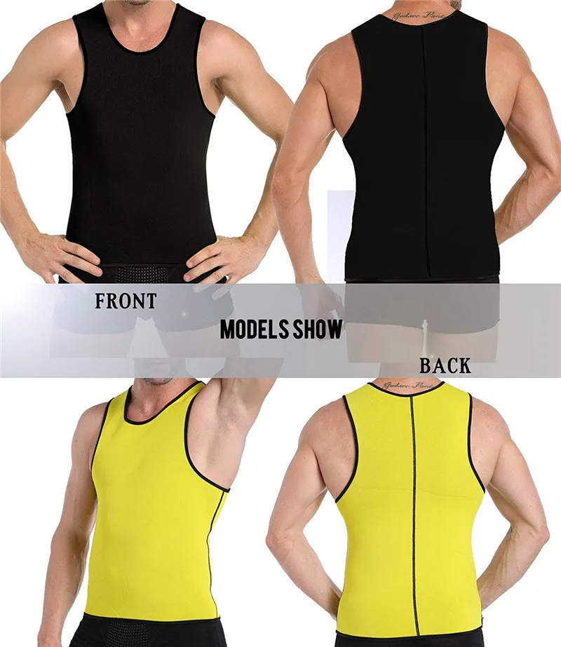 SEXYWG Men Yoga Shirt Tank Top Running Vest Fat Compression Slimming Underwear Waist Trainer Neoprene Sauna T-Shirt Body Shapers