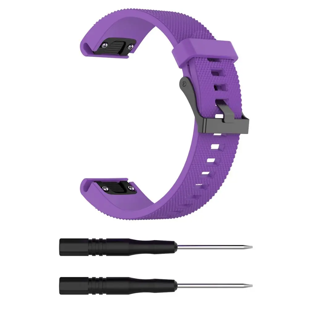 26 22 20 мм ремешок для часов Garmin Fenix 5X5 5S Plus 3 3 HR Forerunner 935 часы Quick Release силиконовый легкий ремешок на запястье - Цвет: Purple