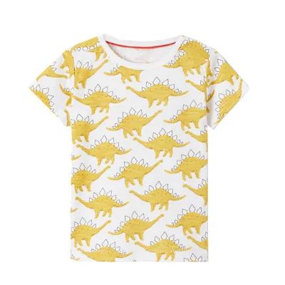 VIDMID/Детская летняя одежда; футболка для маленьких мальчиков; хлопковая футболка с короткими рукавами и рисунком динозавра; Повседневная Спортивная футболка для мальчиков; От 2 до 8 лет футболки - Цвет: as photo