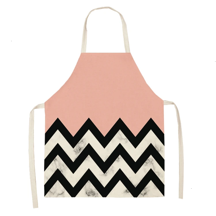 1PC Cotton Kitchen Aprons Linen Printed Sleeveless Pinafore Brief Geometric Women Home Cooking Baking Waist Bib 53*65cm WQL0150 - Цвет: WQL0150-40