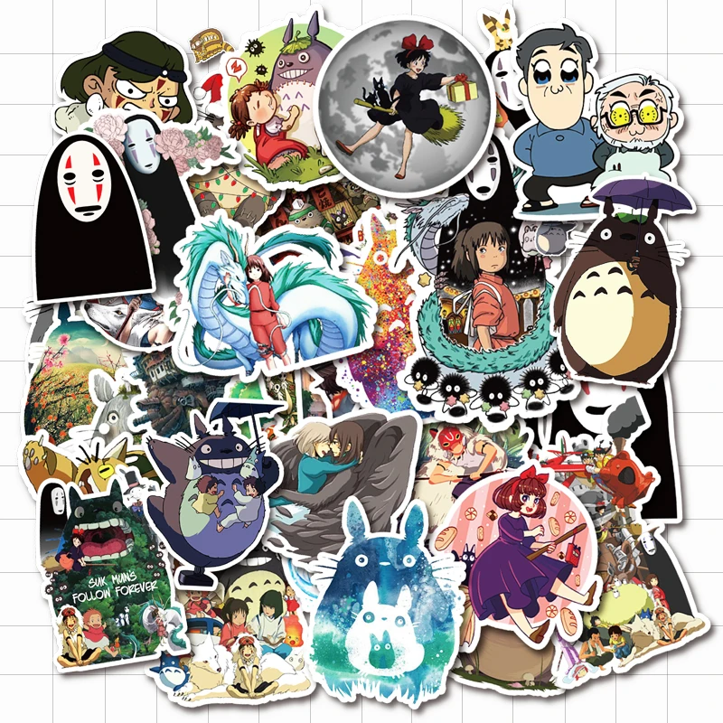 VANMAXX 50 PCS Hayao Miyazaki Anime Stickers Waterproof Vinyl Decal for Laptop Helmet Bicycle Luggage Guitar Car Stickers - Цвет: Hayao Miyazaki Anime