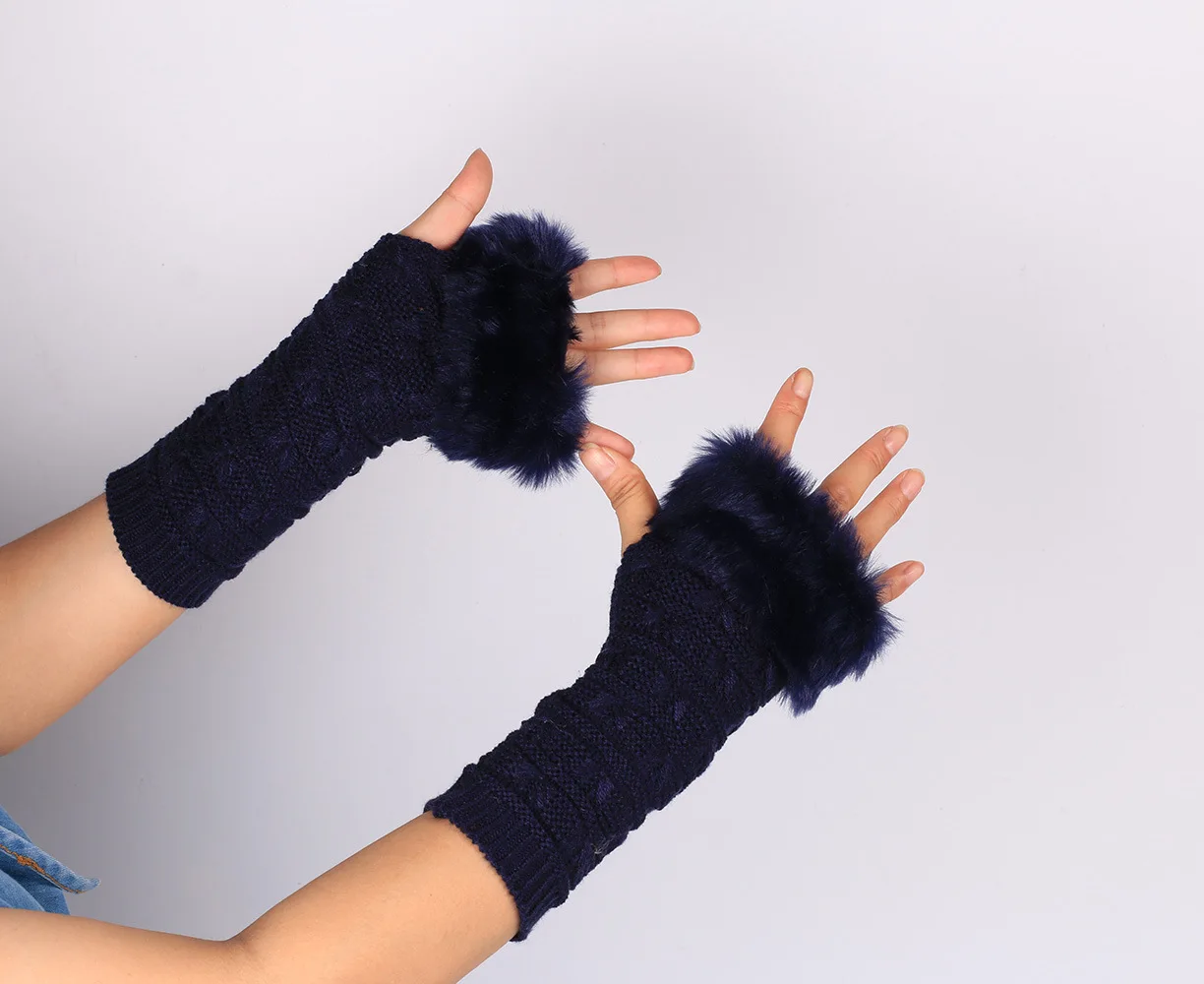 Butterfly Fur Gloves AliExpress New Style Knitted Gloves Half Finger Computer Gloves Plush Warm Gloves