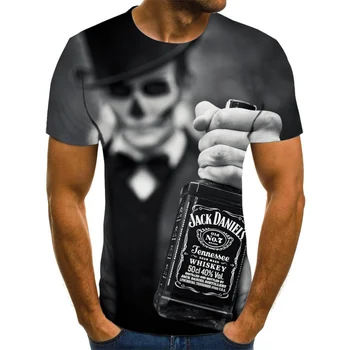 

2020 New Creative Design 3D Natural Print Men's T-shirt Short Sleeve Round Neck 3D Graphics/Skull//Lion/Animation/ T-shirt