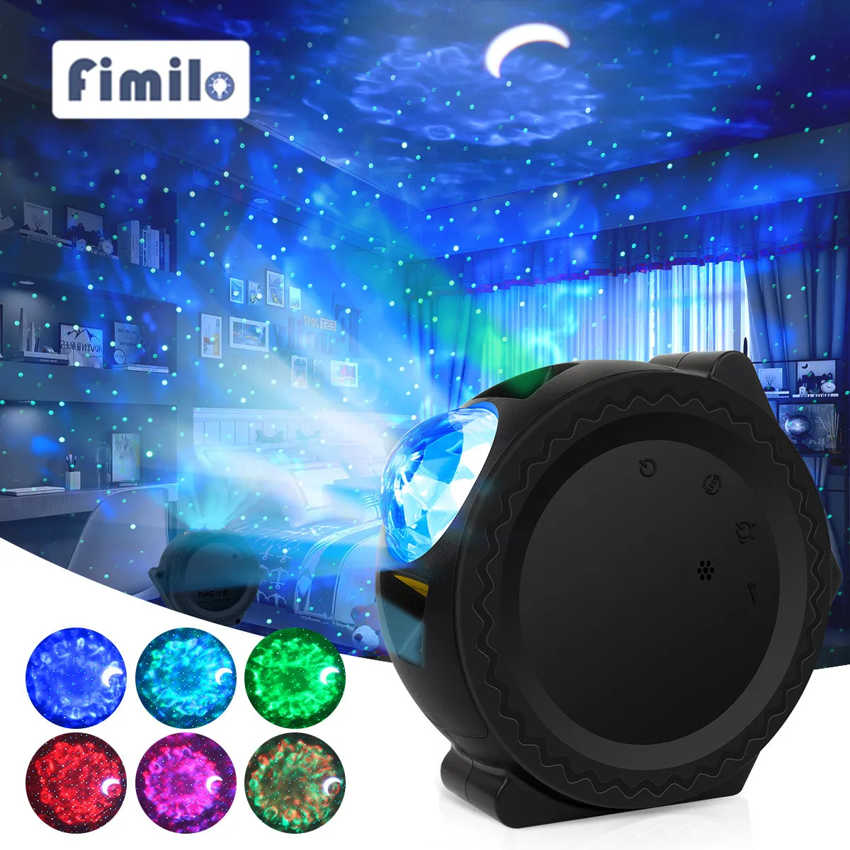 3 in 1 Starry Sky Projector Star Night Light 6 Colors Ocean Waving Lights Lighting Lamp for Kids Christmas Gifts | Лампы и освещение