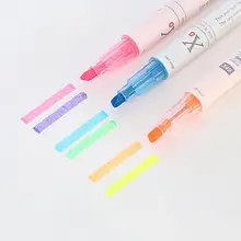 3 шт./партия, разноцветный, 6 цветов, Радужный, двойной, милый, корейский, японский, Перманентный маркер, маркеры, набор ручек для школы