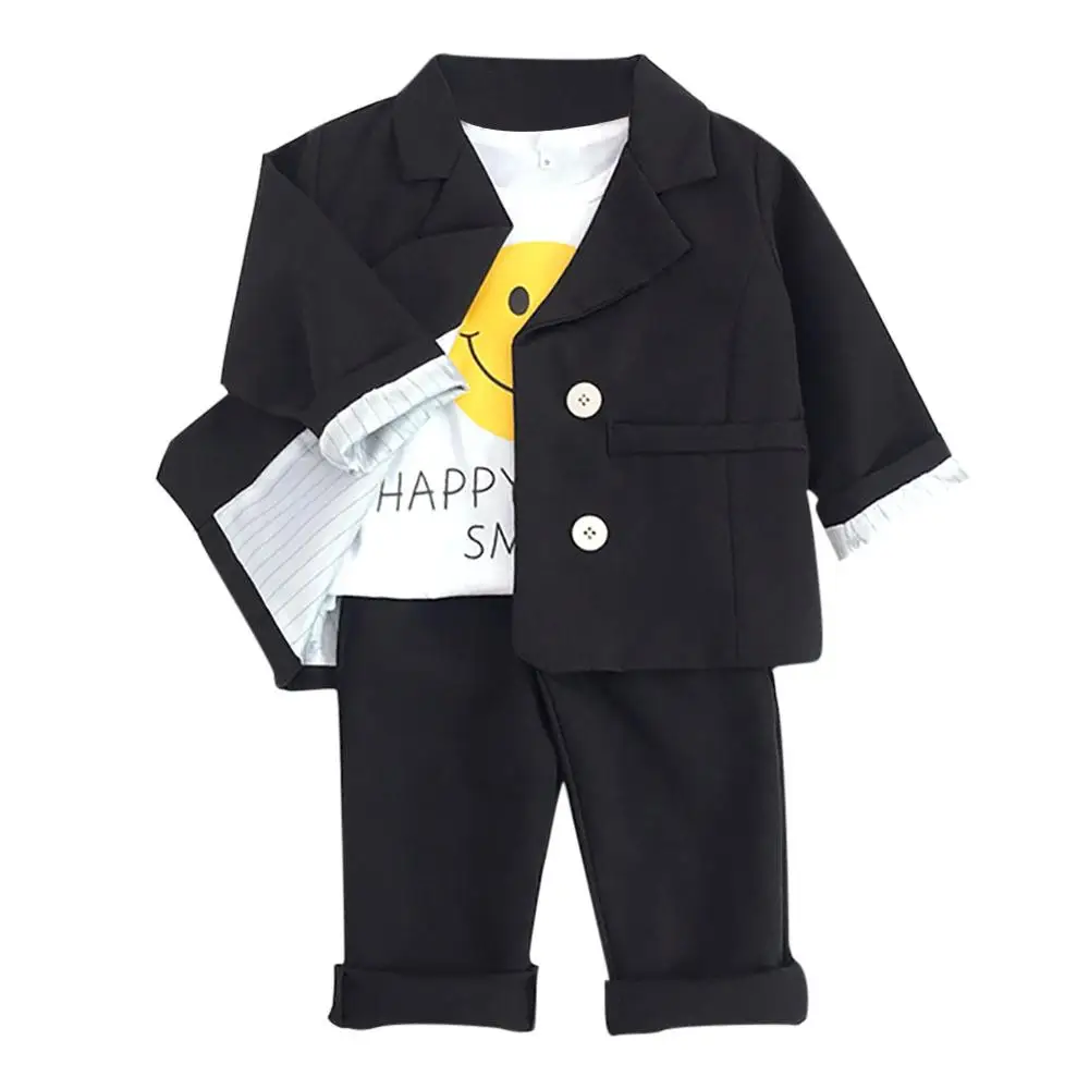 Осенний костюм джентльмена с длинными рукавами для маленьких мальчиков, пальто+ длинные штаны, брюки, одежда для малышей