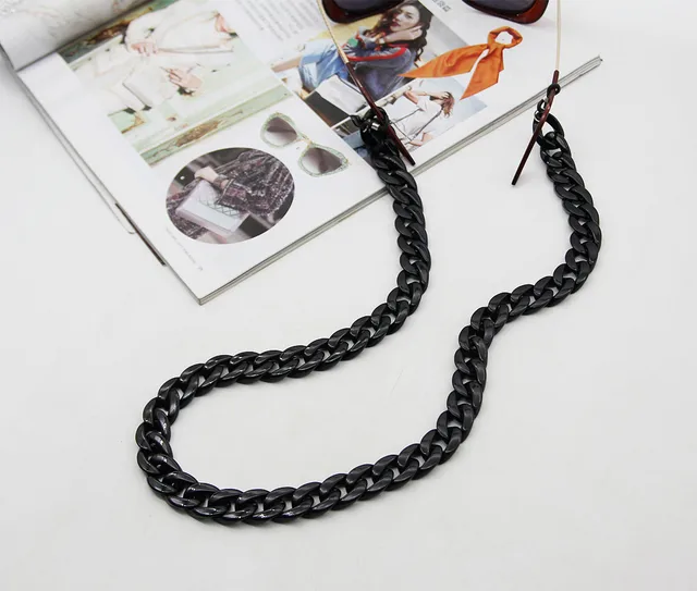 New Fashion Acrylic Glasses Chains Holder Cord Reading Sunglasses Chain Women Largands Eyeglasses Hanging Neck Chain Strap Rope black