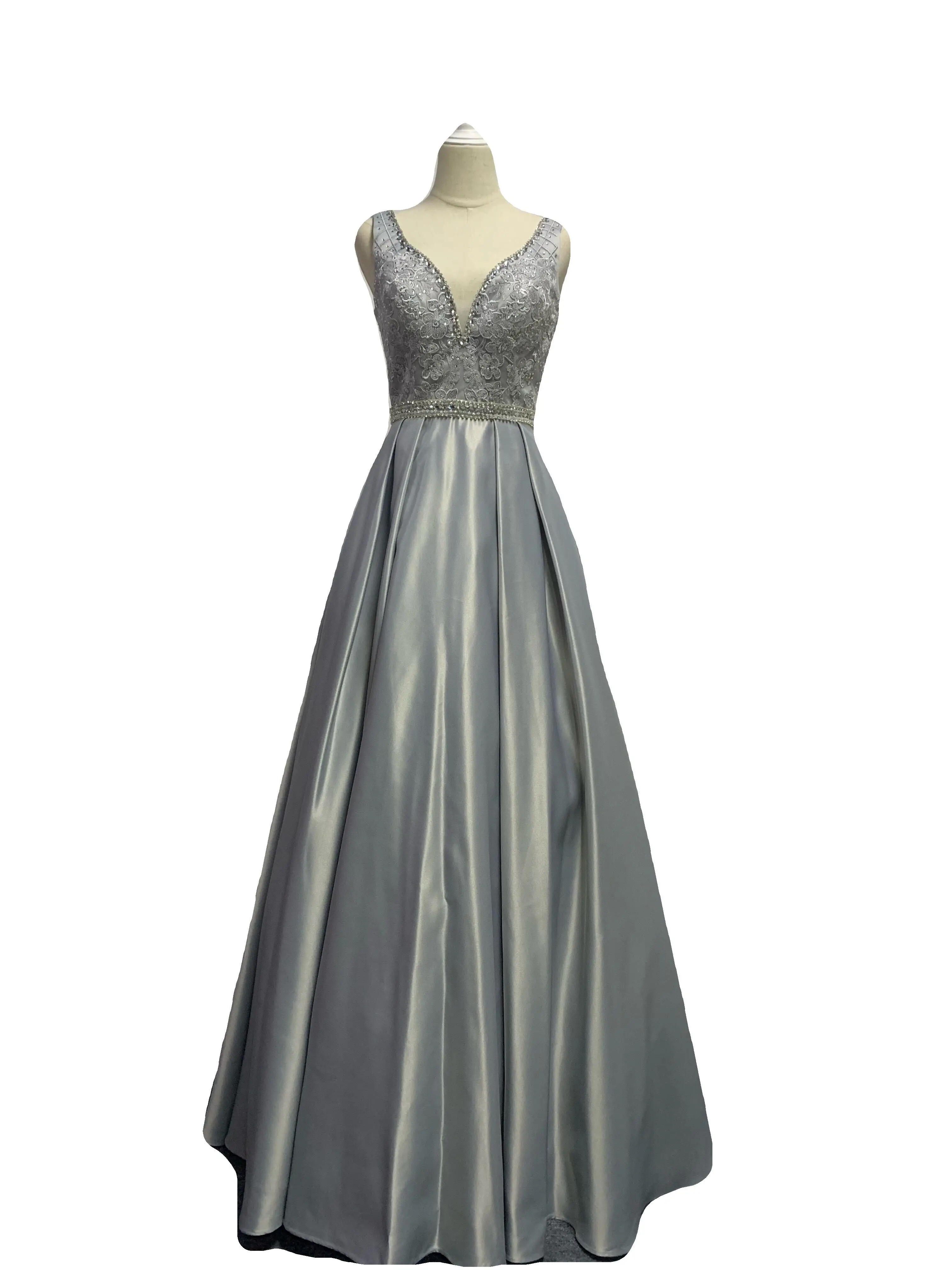 Серебряное длинное сатиновое вечернее платье 2020 новое модное элегантное с